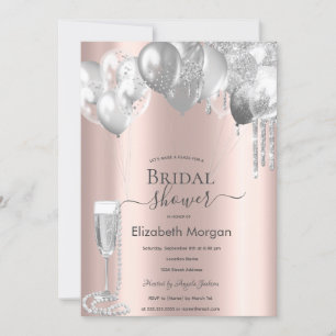 Invitation Ballons de Parties scintillant argentée Pourperles