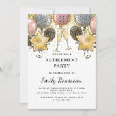 Invitation Ballons de Parties scintillant d'or de la partie d (Devant)