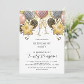 Invitation Ballons de Parties scintillant d'or de la partie d (Debout devant)