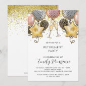 Invitation Ballons de Parties scintillant d'or de la partie d (Devant / Derrière)