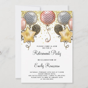 Invitation Ballons de Parties scintillant d'or de la partie d