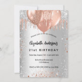 Invitation Ballons de parties scintillant d'or rose d'argent  (Devant)