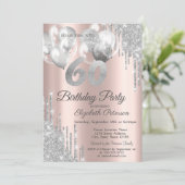 Invitation Ballons de Parties scintillant en argent 60e anniv (Debout devant)
