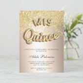 Invitation Ballons de parties scintillant en or chic feuille  (Debout devant)