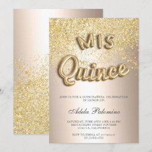 Invitation Ballons de parties scintillant en or chic feuille 