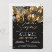 Invitation Ballons de Parties scintillant en or noir 30e anni (Devant)