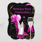 Invitation Ballons de Parties scintillant en or rose chaud fê (Devant / Derrière)