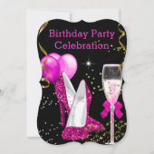 Invitation Ballons de Parties scintillant en or rose chaud fê (Devant)