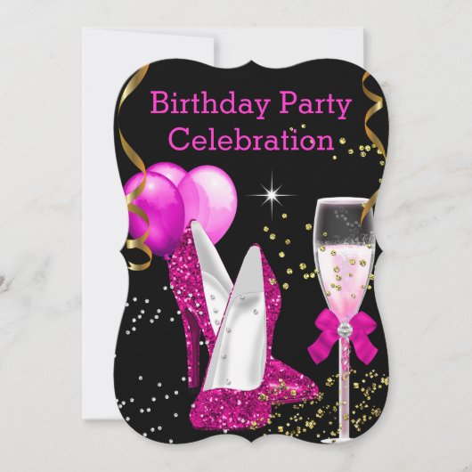 Invitation Ballons de Parties scintillant en or rose chaud fê (Devant)