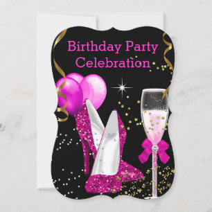 Invitation Ballons de Parties scintillant en or rose chaud fê