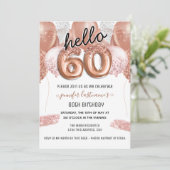 Invitation Ballons de Parties scintillant rose 60e fête d'ann (Debout devant)