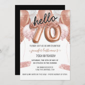 Invitation Ballons de Parties scintillant rose 70e fête d'ann (Devant / Derrière)