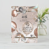 Invitation Ballons de Parties scintillant rose or rose 40e an (Debout devant)