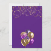 Invitation Ballons de Parties scintillant violet et or 40e an (Dos)