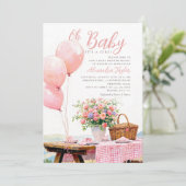 Invitation Ballons de pique-nique Floral Fille d'été Baby Sho (Debout devant)