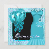 Invitation Ballons de soirée turquoise violet Quinceanera (Devant)