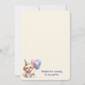 Invitation Ballons de tenue de chiot mignonne Anniversaire Fê (Dos)
