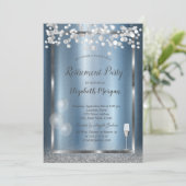 Invitation Ballons de verre Parties scintillant Bleu Retraite (Debout devant)