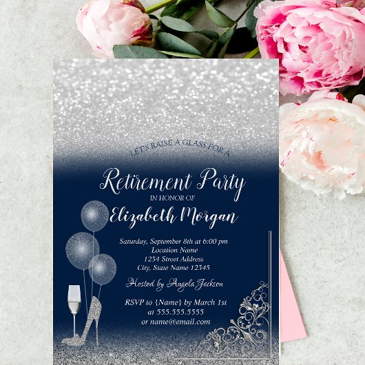 Invitation Ballons de verre Parties scintillant d'argent Mari