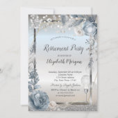 Invitation Ballons de verre Parties scintillant Fleurs bleues (Devant)