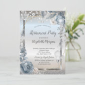 Invitation Ballons de verre Parties scintillant Fleurs bleues (Debout devant)