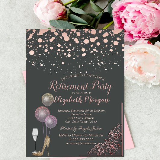 Invitation Ballons de verre Parties scintillant talons Rose G