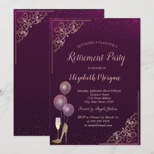 Invitation Ballons de verre Parties scintillant talons Violet