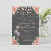 Invitation Ballons de verre talons Rose Floral Retraite or (Debout devant)