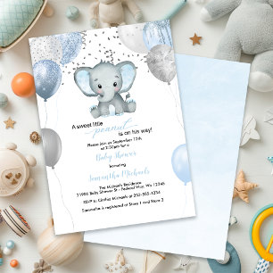 Invitation Ballons d'eau douce éléphant garçon Baby shower d'
