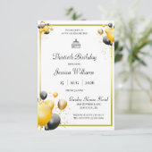 Invitation Ballons décoratifs encadrés d'or Anniversaire (Debout devant)