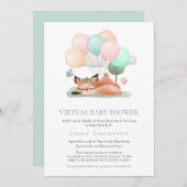 Invitation Ballons d'endormissement Fox mûre Baby shower virt (Devant / Derrière)