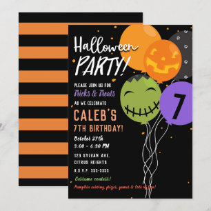 Invitation Ballons d'Halloween Fête Amusante Anniversaire Mig