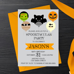 Invitation Ballons d'Halloween Jouer fête d'anniversaire