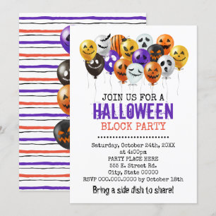 Invitation Ballons d'Halloween quartier de bloc