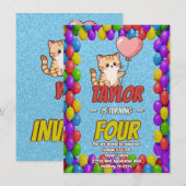 Invitation Ballons d'invitation à l'anniversaire de chats mod (Devant / Derrière)