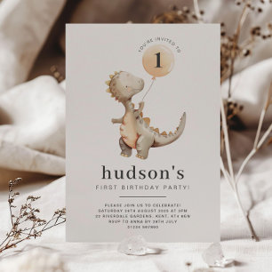 Invitation Ballons d'invitation Dinosaur premier anniversaire