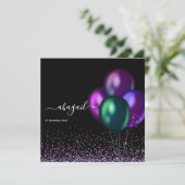 Invitation Ballons d'Iridescente foncée fête d'anniversaire (Debout devant)