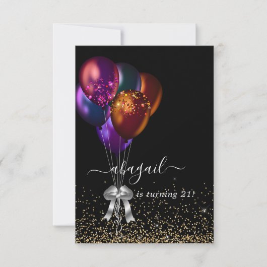 Invitation Ballons d'Iridescente foncée fête d'anniversaire (Devant)