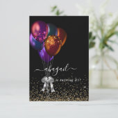 Invitation Ballons d'Iridescente foncée fête d'anniversaire (Debout devant)
