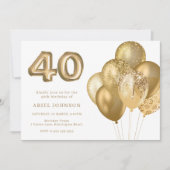 Invitation Ballons d'or 40e anniversaire fête (Devant)