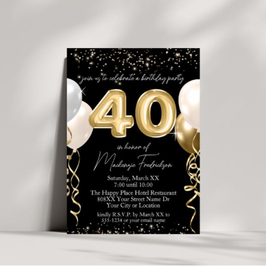 Invitation Ballons d'or 40e anniversaire sur noir