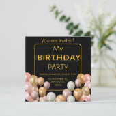 Invitation Ballons d'or. Anniversaire élégant (Debout devant)