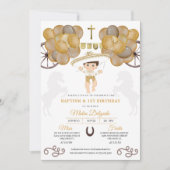 Invitation Ballons d'or Baby Charro Baptême mexicain (Devant)