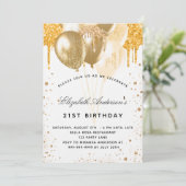 Invitation Ballons d'or blanc anniversaire parties scintillan (Debout devant)
