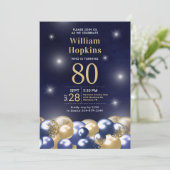 Invitation Ballons d'or bleu marine 80e anniversaire (Debout devant)