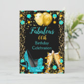 Invitation Ballons d'or bleu turquoise hauts talons Champagne (Debout devant)