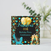 Invitation Ballons d'or bleu turquoise hauts talons Champagne (Debout devant)
