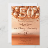 Invitation Ballons d'or chatoyants 50e anniversaire de Mariag (Devant)