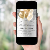 Invitation Ballons d'or d'argent d'anniversaire