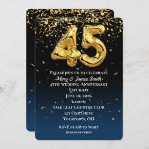 Invitation Ballons d'or du 45e anniversaire et Confetti